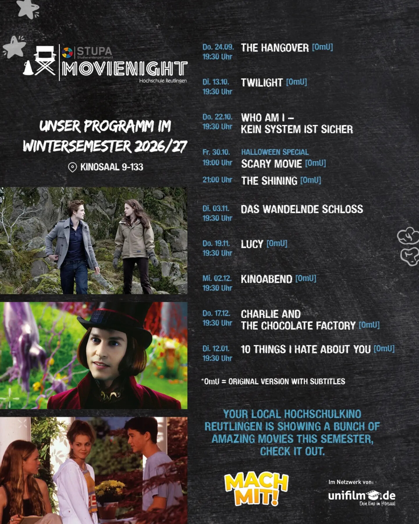STUPA Movienight – Programm Wintersemester 2026/27